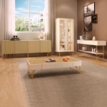 Conjunto 1 Cristaleira 1 Buffet 1 Mesa de Centro e 1 Aparador Texas/Virginia/Rennes Off White/Champagne G26 - Gran Belo Conjunto 1 Cristaleira 1 Buffet 1 Mesa de Centro e 1 Aparador Texas/Virginia/Rennes Off White/Champagne G26 - Gran Belo