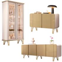 Conjunto 1 Cristaleira 2 Buffets Évora/Saluti/Benvenuto Off White/Champagne G26 - HB Móveis