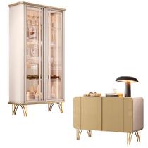 Conjunto 1 Cristaleira e 1 Buffet Decorativo Évora/Benvenuto Off White/Champagne G26 - HB Móveis Conjunto 1 Cristaleira e 1 Buffet Decorativo Évora/Benvenuto Off White/Champagne G26 - HB Móveis