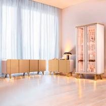 Conjunto 1 Cristaleira e 2 Buffets Texas/Virginia/Bambino Off White/Champagne G26 - Gran Belo