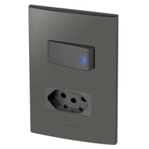 Conjunto 1 Interruptor Led + 1 Tomada 10A - Inova Grafite