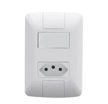 Conjunto 1 Interruptor Paralelo 1 Tomada C/ Placa Mod. Aria 2P T 250V Cor: Branco 4 X 2 -TRAMONTINA