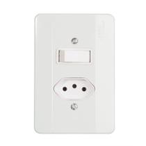 Conjunto 1 Interruptor Paralelo 10A e 1 Tomada 2P Para 20A/250V Placa Milleniun Mec-Tronic