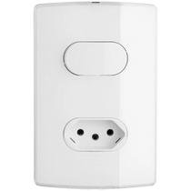 Conjunto 1 interruptor simples +1 tomada 10a 2x4 sugar gloss nereya - pial