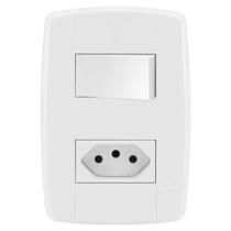 Conjunto 1 Interruptor Simples + 1 Tomada 10A - Ilumi Lev