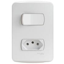 Conjunto 1 Interruptor Simples + 1 Tomada 2 Pinos + Terra 10 Amperes 250 Volts S3b69030 Schneide