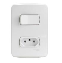 Conjunto 1 Interruptor Simples + 1 Tomada 2P+T 10A Miluz Schneider S3B69030
