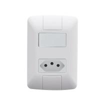 Conjunto 1 Interruptor Simples 1 Tomada C/ Placa Mod. Aria 2P T 250V Cor: Branco 4 X 2 -TRAMONTINA