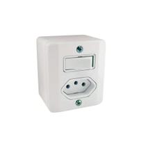 Conjunto 1 Interruptor Simples 1 Tomada Sobrepor Com Caixa 2P T 250V/10A Branco 4 X 2 63200 Ilumi