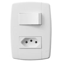 Conjunto 1 Interruptor Simples 10A + 1 Tomada 10A 250V~ Linha LEV Ilumi - 87200
