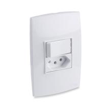 Conjunto 1 Interruptor Simples 10A 250v e 1 Tomada Tripolar 20A 250v Branco Rubi - Force Line