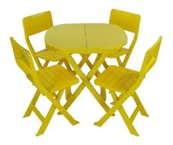 Conjunto 1 Mesa 4 Cadeira Dobrável Plástico Bar Varanda Açaí Conjunto 1 Mesa 4 Cadeira Dobrável Plástico Bar Varanda Açaí