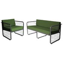 Conjunto 1 Namoradeira e 1 Poltrona Área Externa Santiago Em Alumínio e Fibra Sintética Acesse Móveis