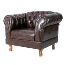 Conjunto 1 Poltrona Duque Chesterfield Capitonê + 1 Puff - Corano Marrom Conjunto 1 Poltrona Duque Chesterfield Capitonê + 1 Puff - Corano Marrom