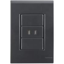 Conjunto 1 Posto Com 2 Tomadas Usb-C 2 A Tramontina Bivolt Grafite Tramontina