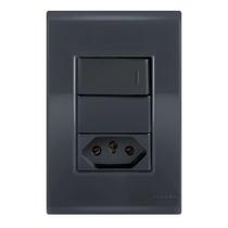 Conjunto 1 Simples + 1 Tomada 10A - Tramontina Liz Grafite Conjunto 1 Simples + 1 Tomada 10A - Tramontina Liz Grafite