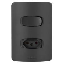 Conjunto 1 Simples + 1 Tomada 20A Alumbra Gracia Black Maxx Conjunto 1 Simples + 1 Tomada 20A Alumbra Gracia Black Maxx