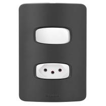 Conjunto 1 Simples + 1 Tomada 20A - Gracia Black / Branco