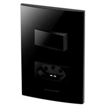 Conjunto 1 Simples + 1 Tomada 20A - Inova Black Piano