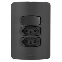 Conjunto 1 Simples + 2 Tomadas 20A Alumbra Gracia Black Maxx Conjunto 1 Simples + 2 Tomadas 20A Alumbra Gracia Black Maxx