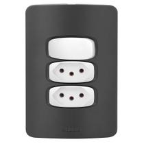 Conjunto 1 Simples + 2 Tomadas 20A - Gracia Black / Branco