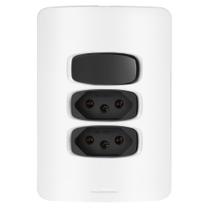 Conjunto 1 Simples + 2 Tomadas 20A - Gracia Branco / Preto Conjunto 1 Simples + 2 Tomadas 20A - Gracia Branco / Preto