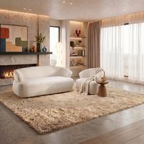 Conjunto 1 Sofá Orgânico 180cm e 1 Poltrona Base Fixa e Orgânica Zoe Yescasa