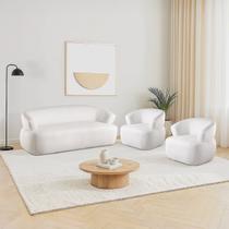 Conjunto 1 Sofá Orgânico 180cm e 2 Poltronas Base Fixa e Orgânicas Zoe Yescasa