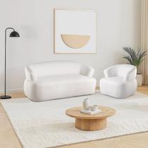 Conjunto 1 Sofá Orgânico 2 Lugares 160cm e 1 Poltrona Base Fixa e Orgânica Zoe Yescasa