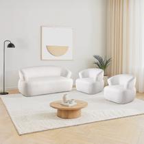 Conjunto 1 Sofá Orgânico 2 Lugares 160cm e 2 Poltronas Base Fixa e Orgânicas Zoe Yescasa