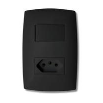 Conjunto 1 Tecla Simples + Tomada 10 A Home Com Placa B.lux