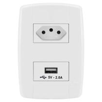 Conjunto 1 Tomada 10A + 1 Usb - Ilumi Lev - 87028