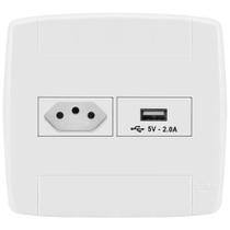 Conjunto 1 Tomada 20A + 1 Tomada Usb 4X4 - Ilumi Lev - 87056
