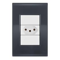 Conjunto 1 Tomada 20A - Tramontina Liz Grafite / Branco Conjunto 1 Tomada 20A - Tramontina Liz Grafite / Branco