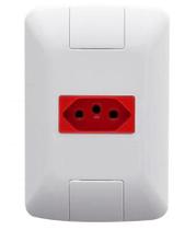 Conjunto 1 Tomada 2P T C/ Placa 250V/20A Mod. Aria Cor: Branco/Vermelho 4x2 Ref: 57241/015 -TRAMONTINA Conjunto 1 Tomada 2P T C/ Placa 250V/20A Mod. Aria Cor: Branco/Vermelho 4x2 Ref: 57241/015 -TRAMONTINA