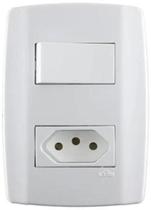 Conjunto 1 Tomada 3P 10A + 1 Interruptor Simples Slim 80200 Conjunto 1 Tomada 3P 10A + 1 Interruptor Simples Slim 80200