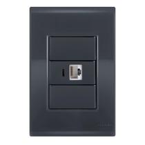 Conjunto 1 Tomada Rede Rj45 - Tramontina Liz Grafite