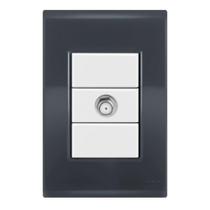 Conjunto 1 Tomada Tv - Tramontina Liz Grafite / Branco