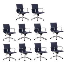 Conjunto 10 Cadeiras de Escritório Diretor Giratória Sevilha Rivatti Azul Marinho