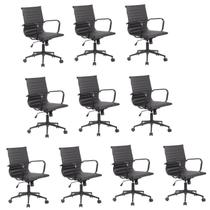 Conjunto 10 Cadeiras de Escritório Diretor Sevilha com Base Office aço preto Rivatti Preto