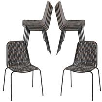 Conjunto 10 Cadeiras de Jantar Topázio Artesanal em Fibra Sintética para Área Gourmet, Edícula, Varanda - Pedra Ferro
