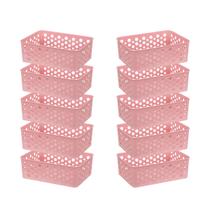 Conjunto 10 Cestos Multiuso Empilhável Organizador De Gavetas Lavanderia Prático Versátil Decorativo