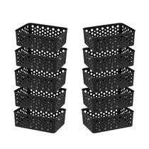 Conjunto 10 Cestos Multiuso Empilhável Organizador De Gavetas Lavanderia Prático Versátil Decorativo