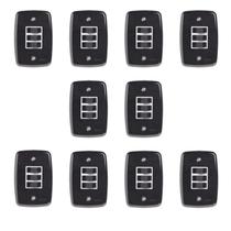 Conjunto 10 Interruptores 3 Teclas Simples Placa 4x2 Pluzie Preto
