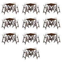 Conjunto 10 Jogos Mesa Dobrável Elegance 70x70 8 Ripas 4 Cadeiras Imbuia Polipropileno - Branco Conjunto 10 Jogos Mesa Dobrável Elegance 70x70 8 Ripas 4 Cadeiras Imbuia Polipropileno - Branco