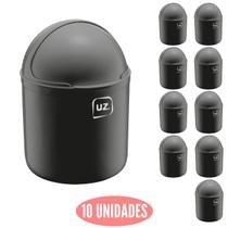 Conjunto 10 Lixeiras c Tampa p Escritorio Gourmet Preto 4L