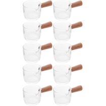 Conjunto 10 Molheiras de Vidro 50ml Lyor para Caldas Molhos Mel Restaurante com Cabo Bambu Conjunto 10 Molheiras de Vidro 50ml Lyor para Caldas Molhos Mel Restaurante com Cabo Bambu