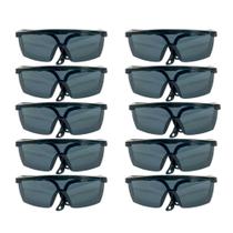 Conjunto 10 Oculos EPI Resistente Segurança Ferramenta Preto kIT