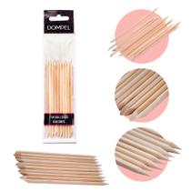 Conjunto 10 Palito Manicure Pedicure Madeira Descartável Chanfro Profissional 1 Ponta Dompel