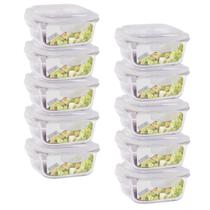 Conjunto 10 Pote Vidro 800Ml Hermético Marmita Tampa 4 Trava